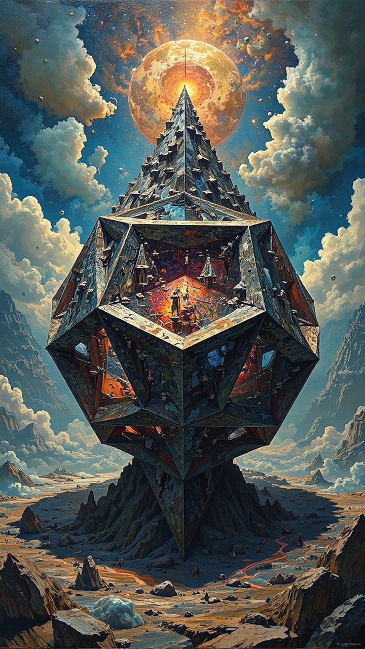 A geometric shape transforms