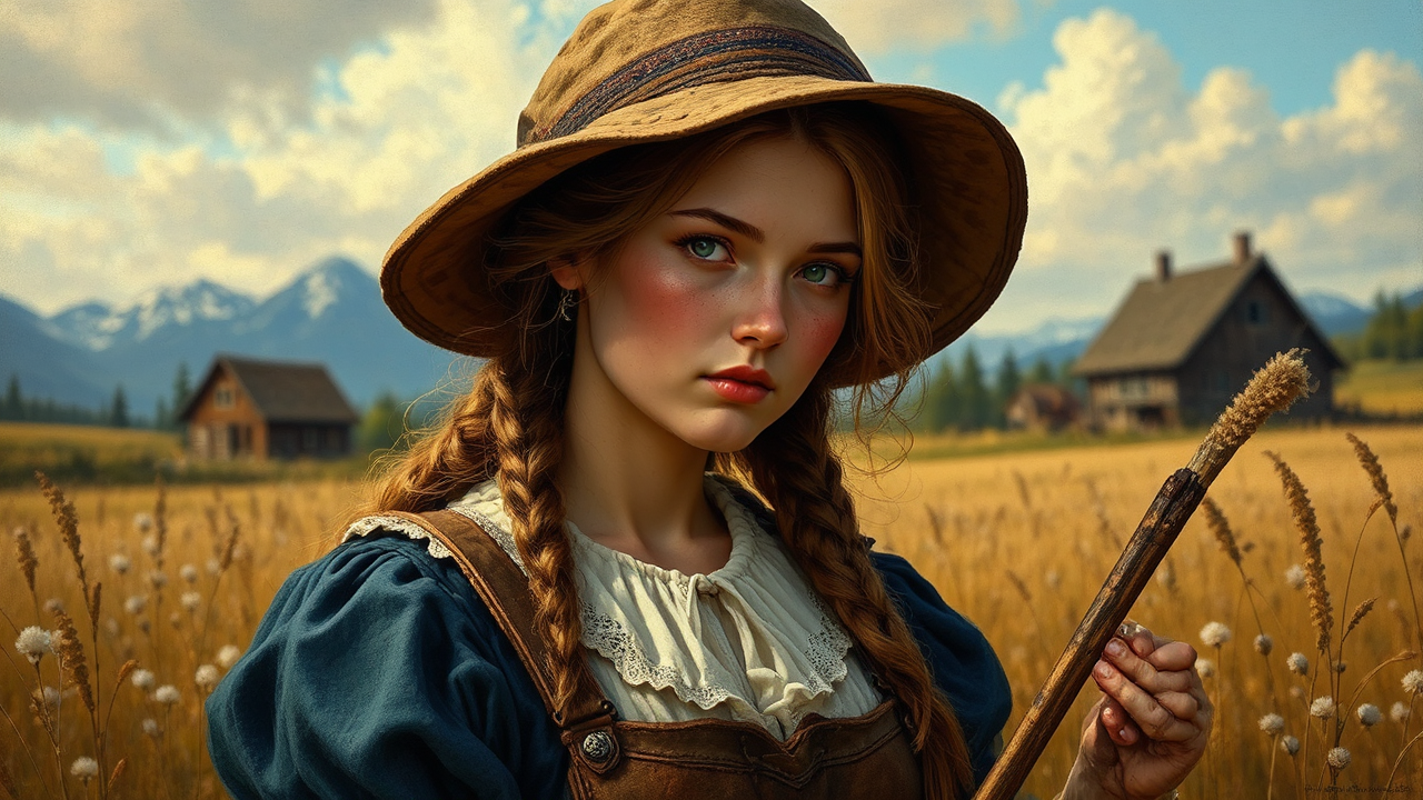 Young maiden working in