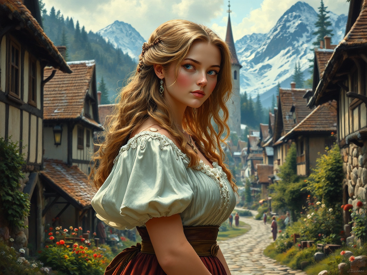 Village maiden in medieval