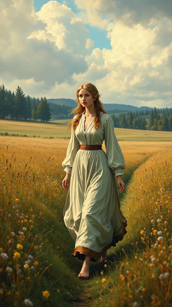 Attractive maiden in a