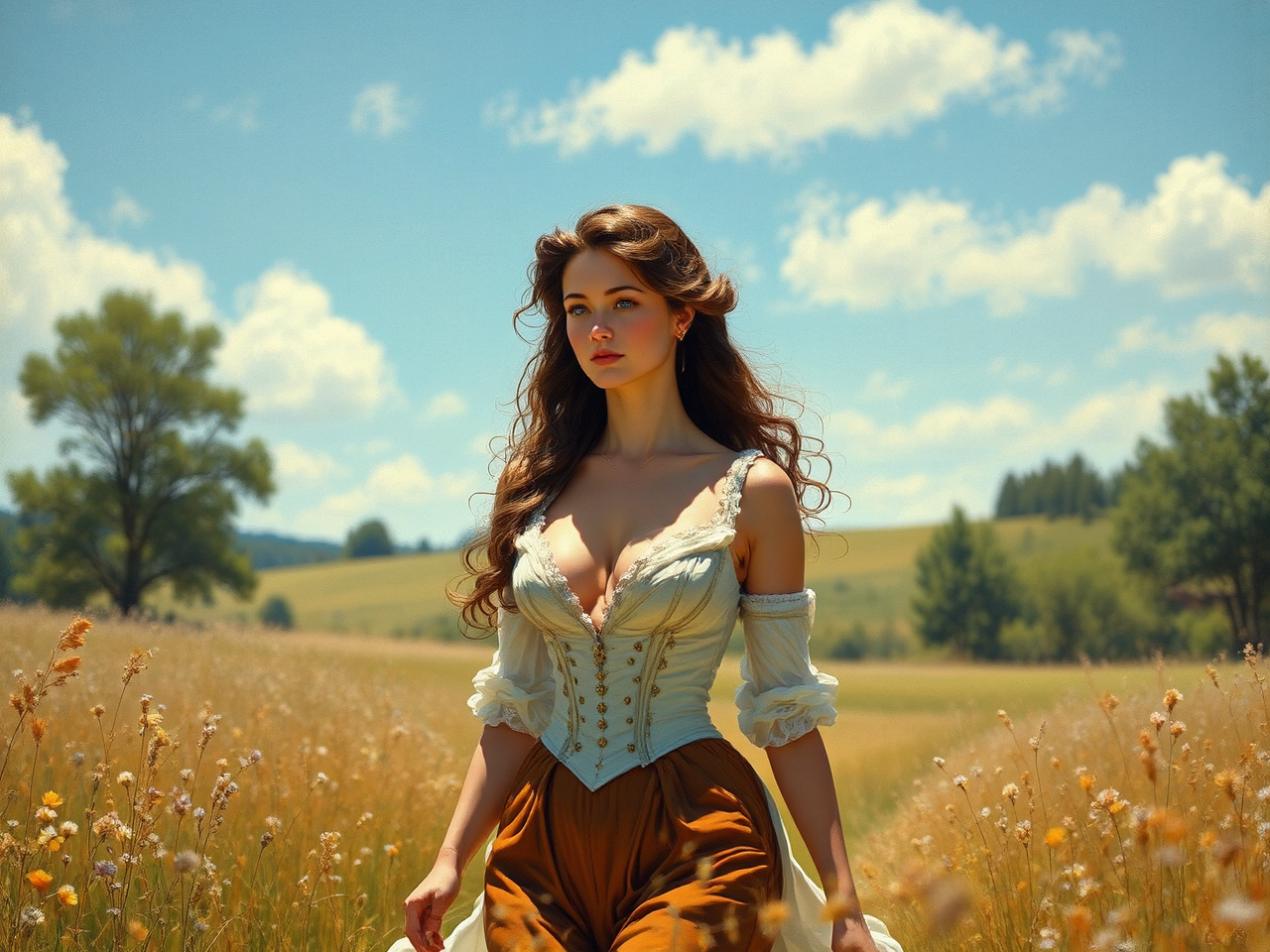 Glamorous model in 17th