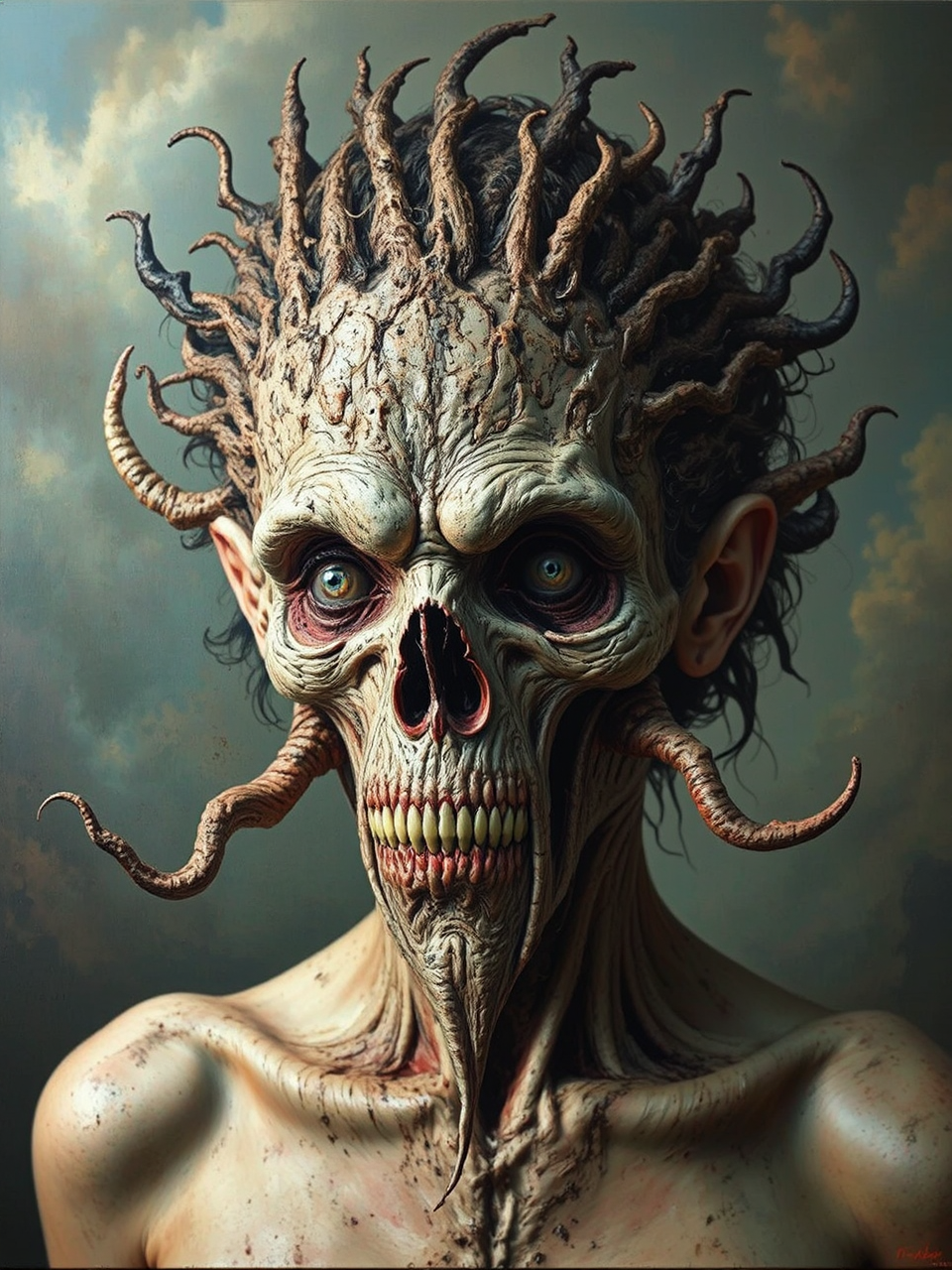 Hyperrealistic painting of surreal