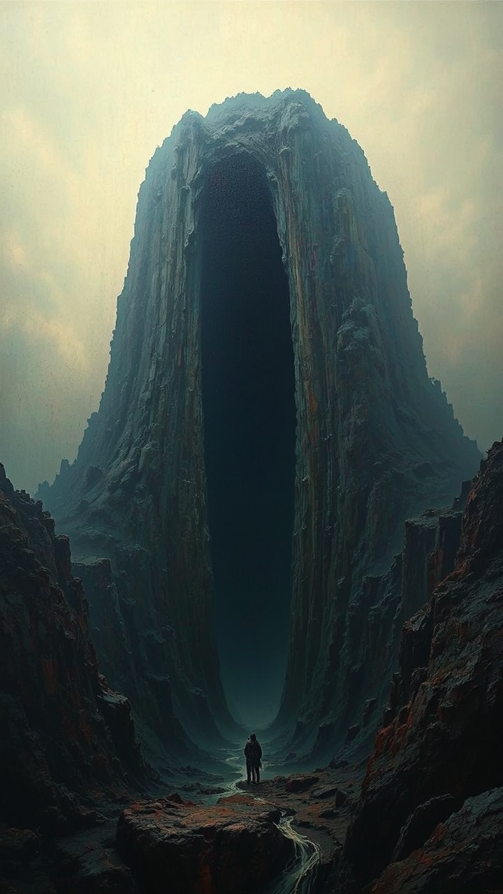 A person stares into