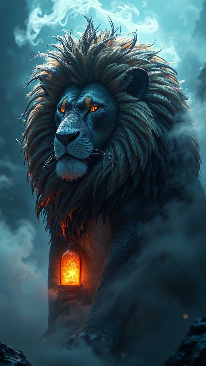 Penguin-lion hybrid with intricate