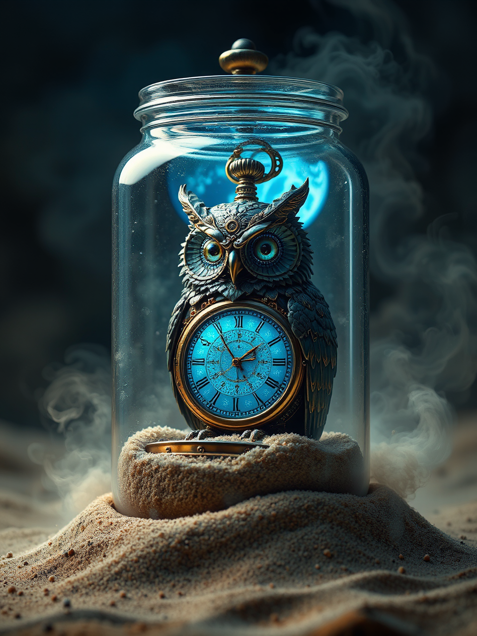 Owl and pocket watch