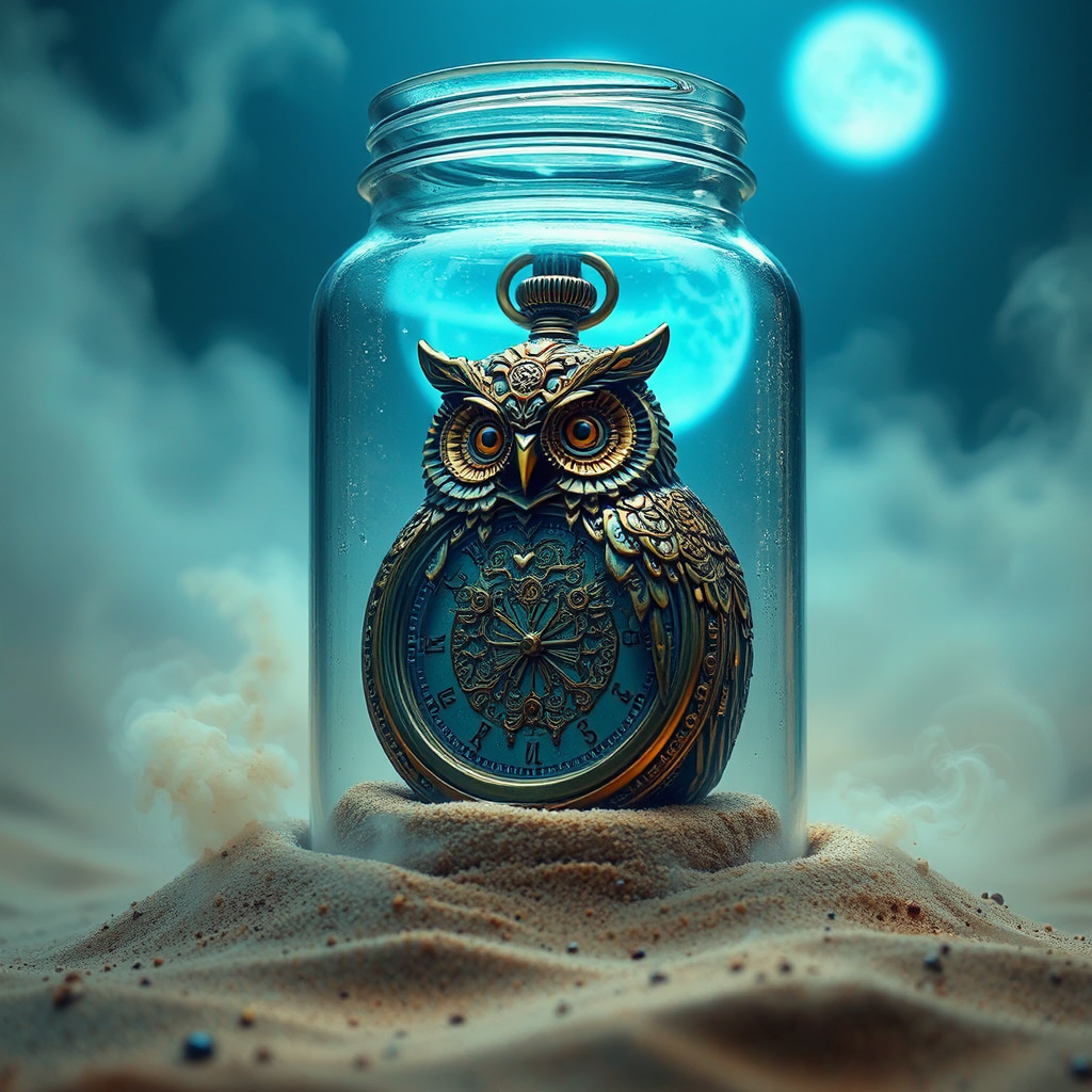 Owl and pocket watch