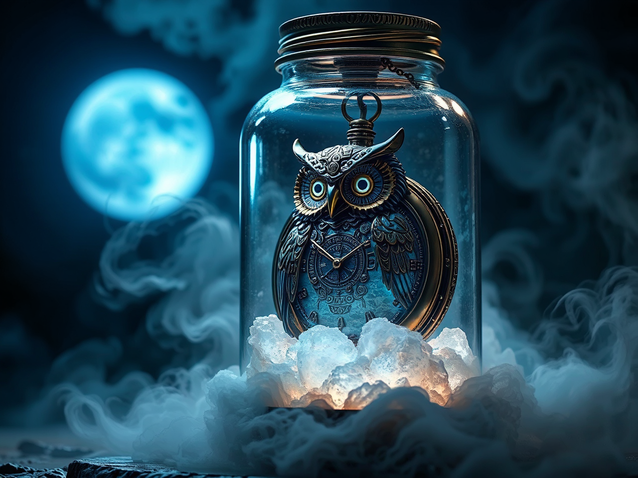 Steampunk owl pocket watch