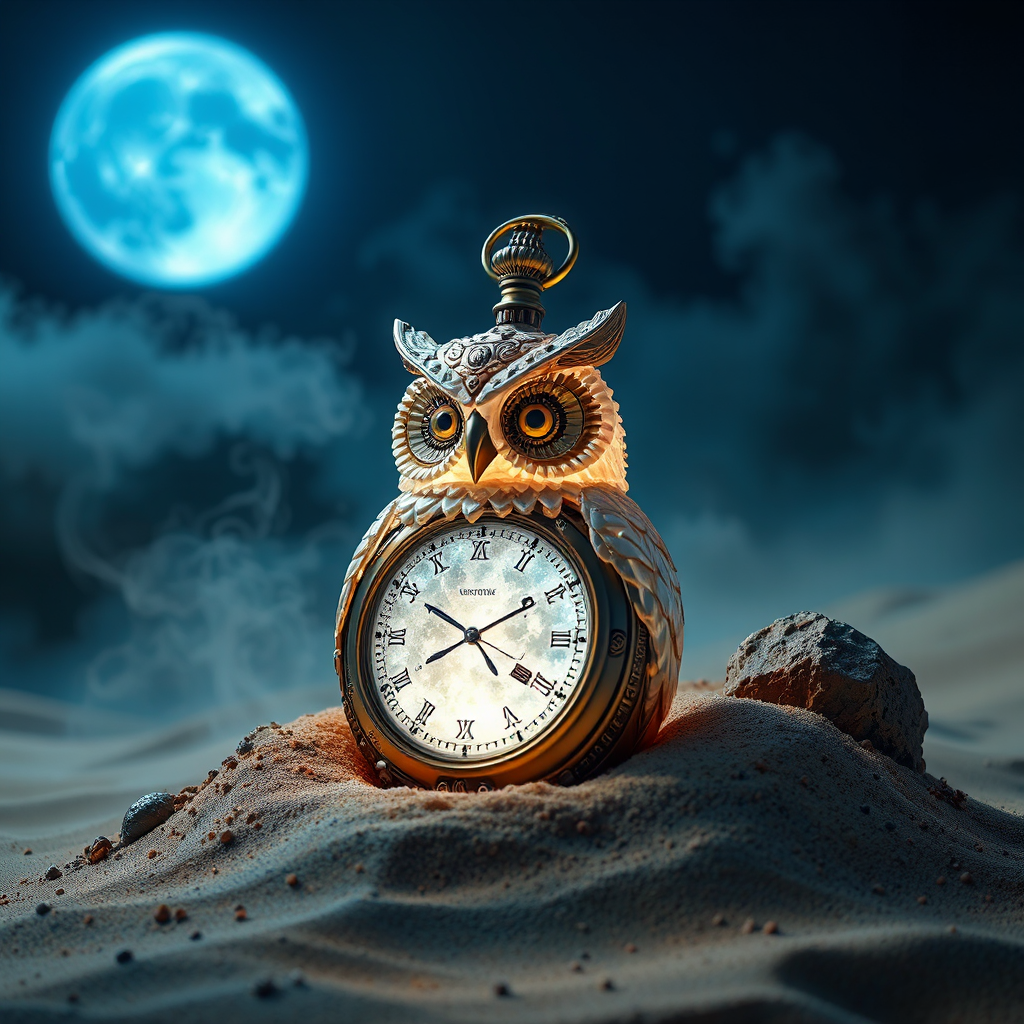 Steampunk owl with pocketwatch.