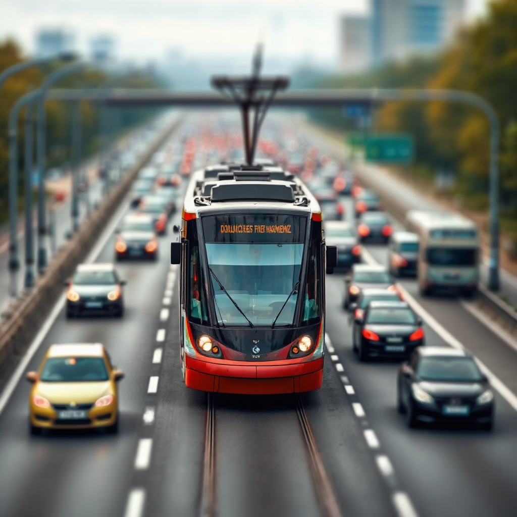 Tram stuck in slow