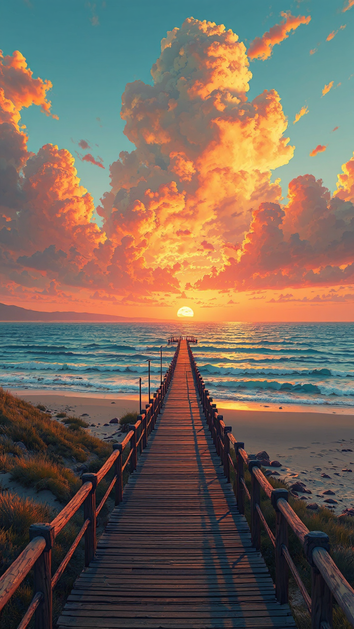 A serene beach scene