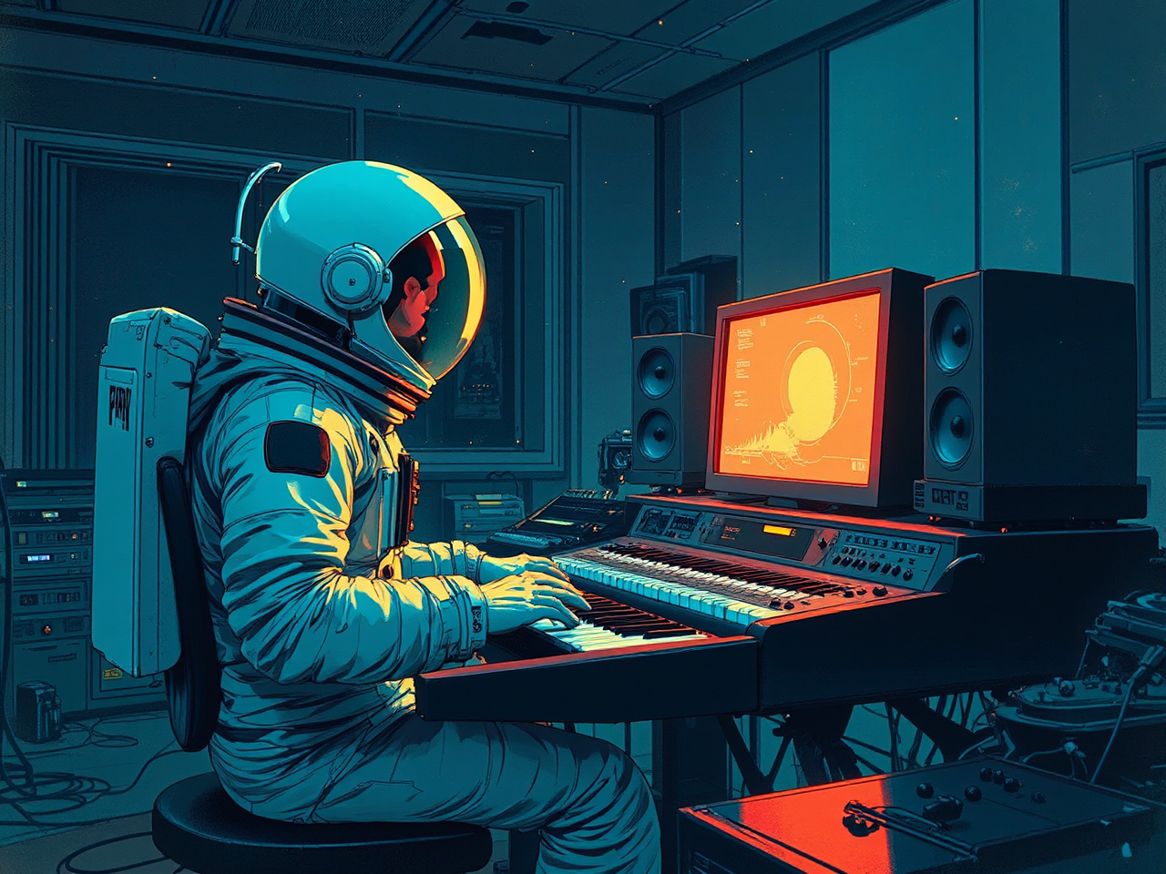 Astronaut records music in
