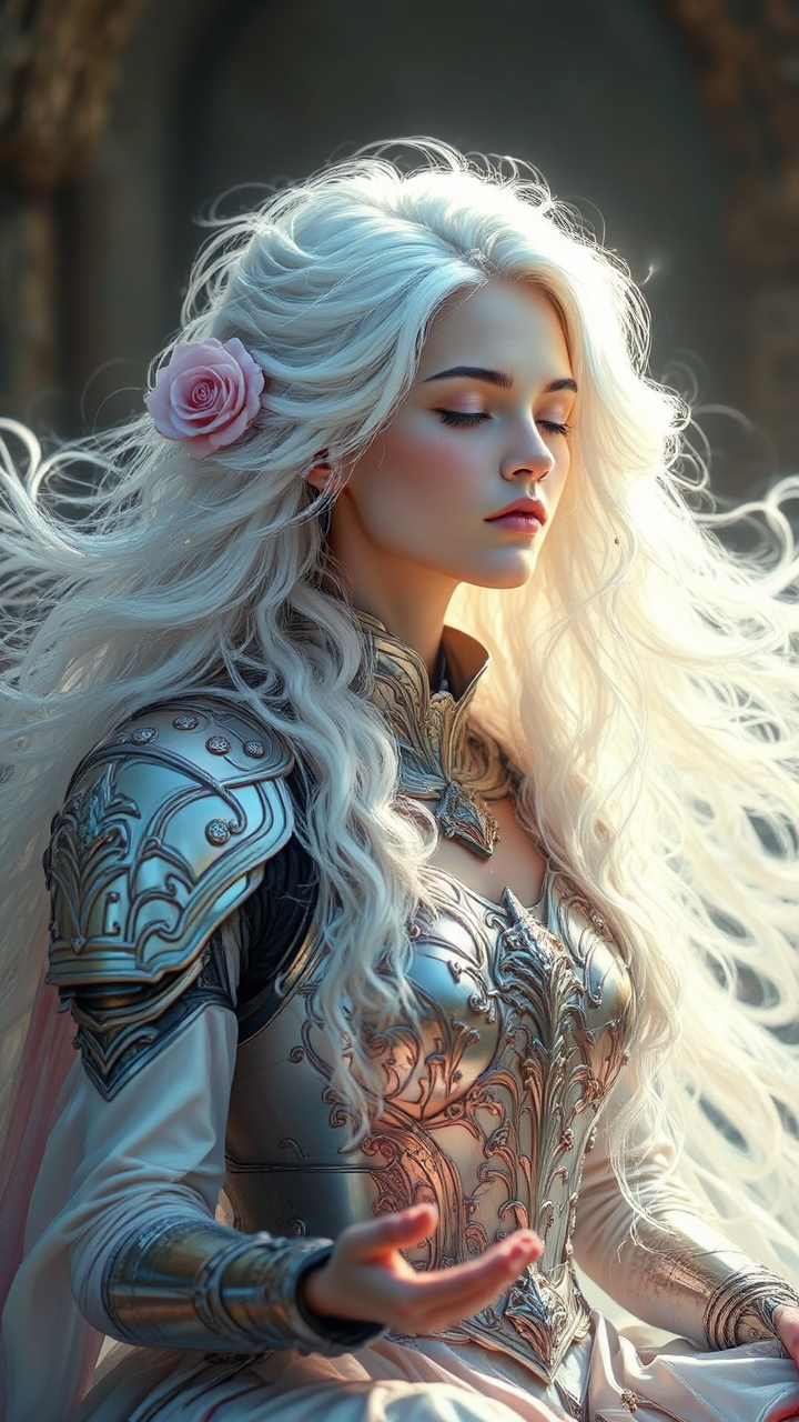 Woman with glowing white