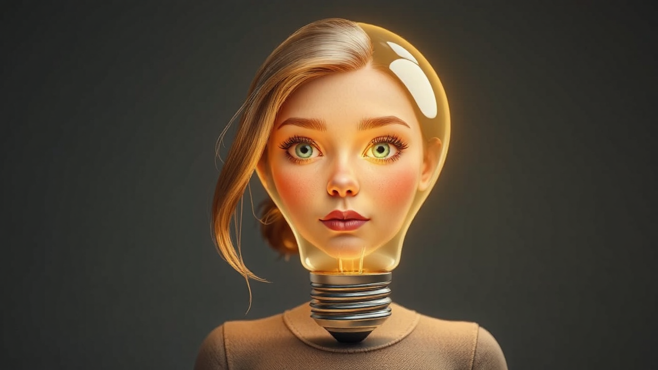 Anthropomorphic lightbulb with Elizabeth