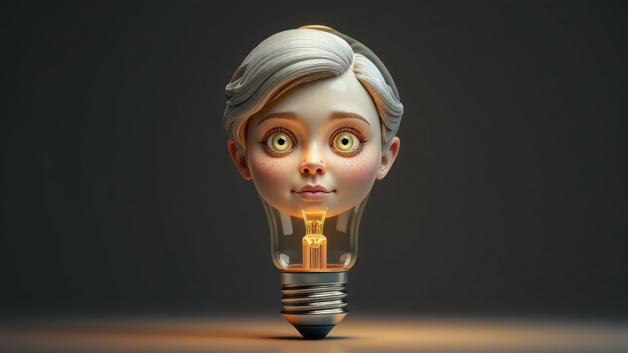 Anthropomorphic lightbulb with Elizabeth