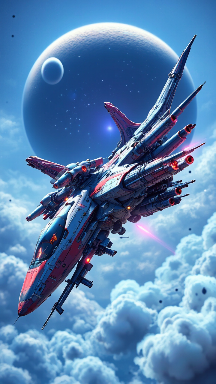 Airplane with many mounted