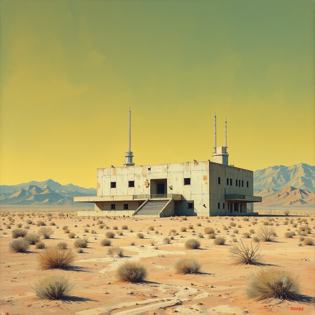 Abandoned Brutalist desert government