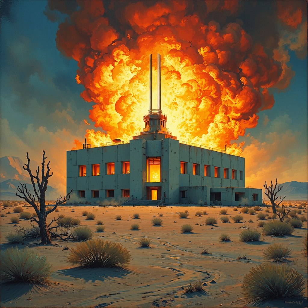 Explosion at abandoned Brutalist