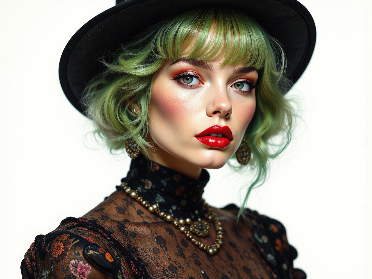 Synthwave-inspired fashion portrait on