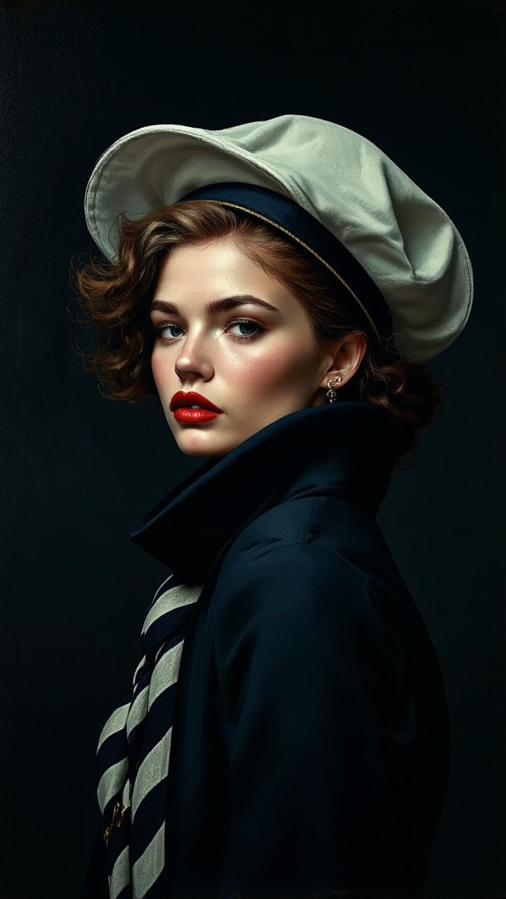 Dark nautical painting with