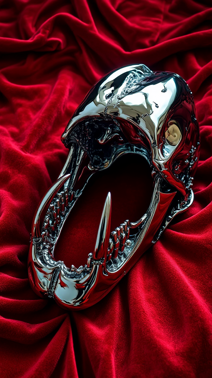 A chrome mandible sculpture