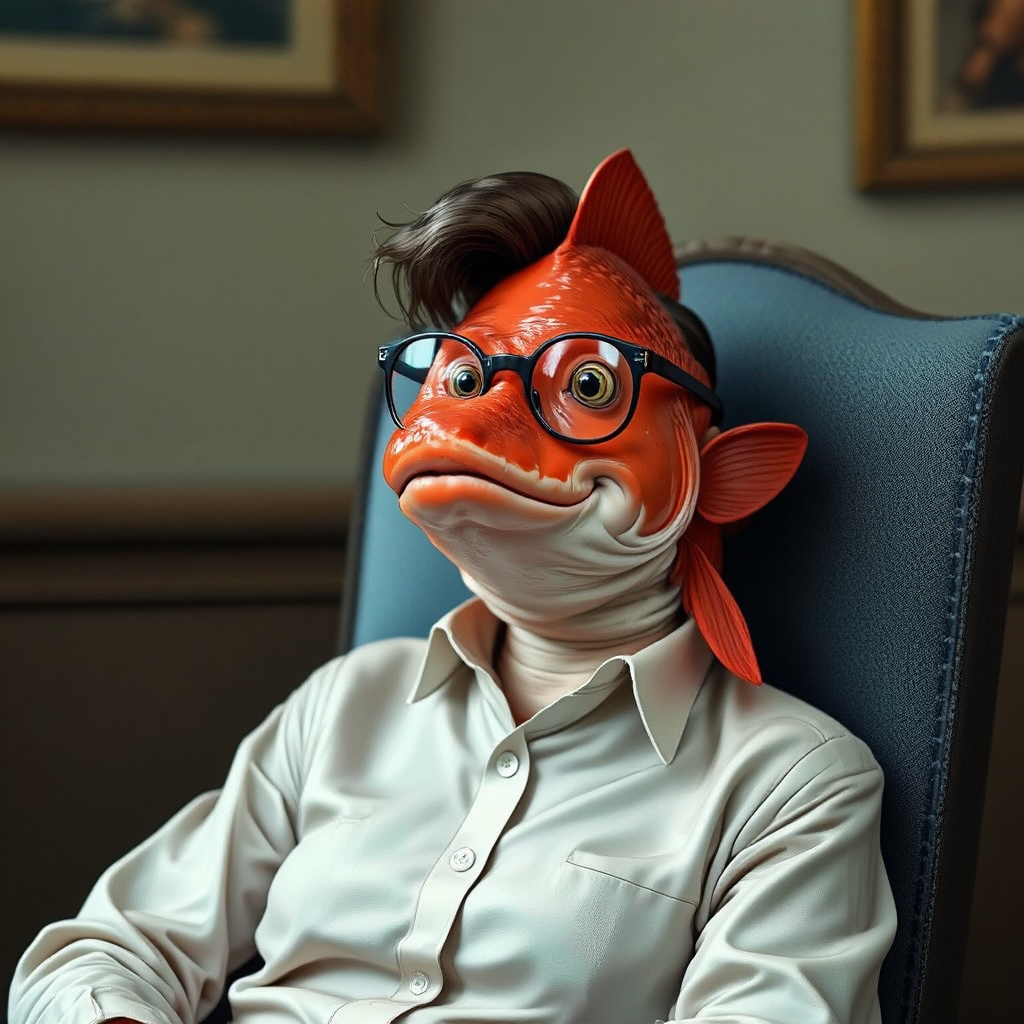 A fish wearing glasses