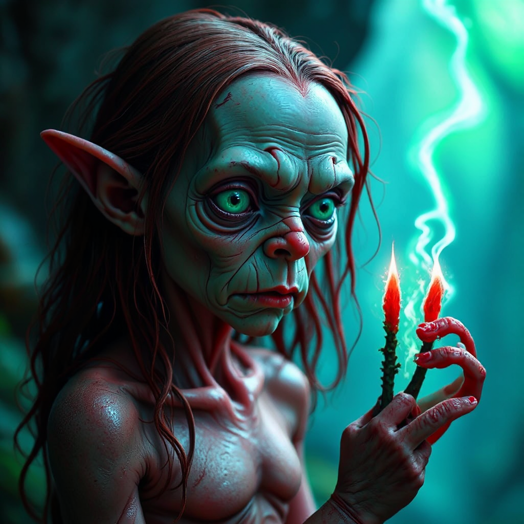 Gollum lurking among ballerinas.