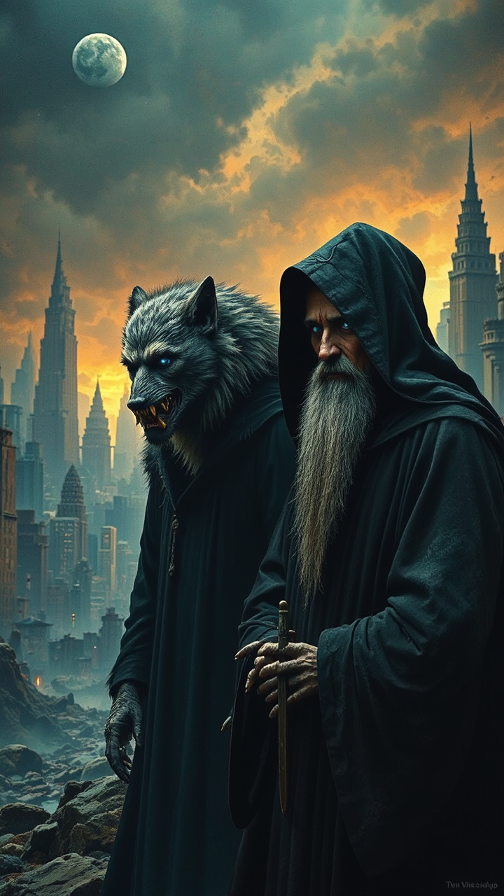 Wolfman and priest in
