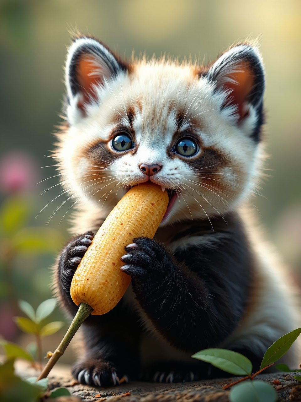 Kitten with panda-cat features