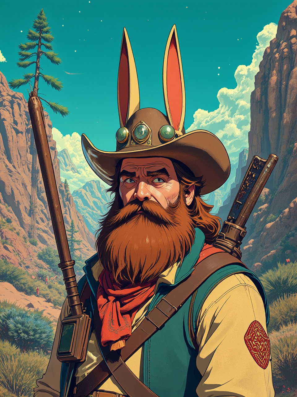 Bearded American cowboy in