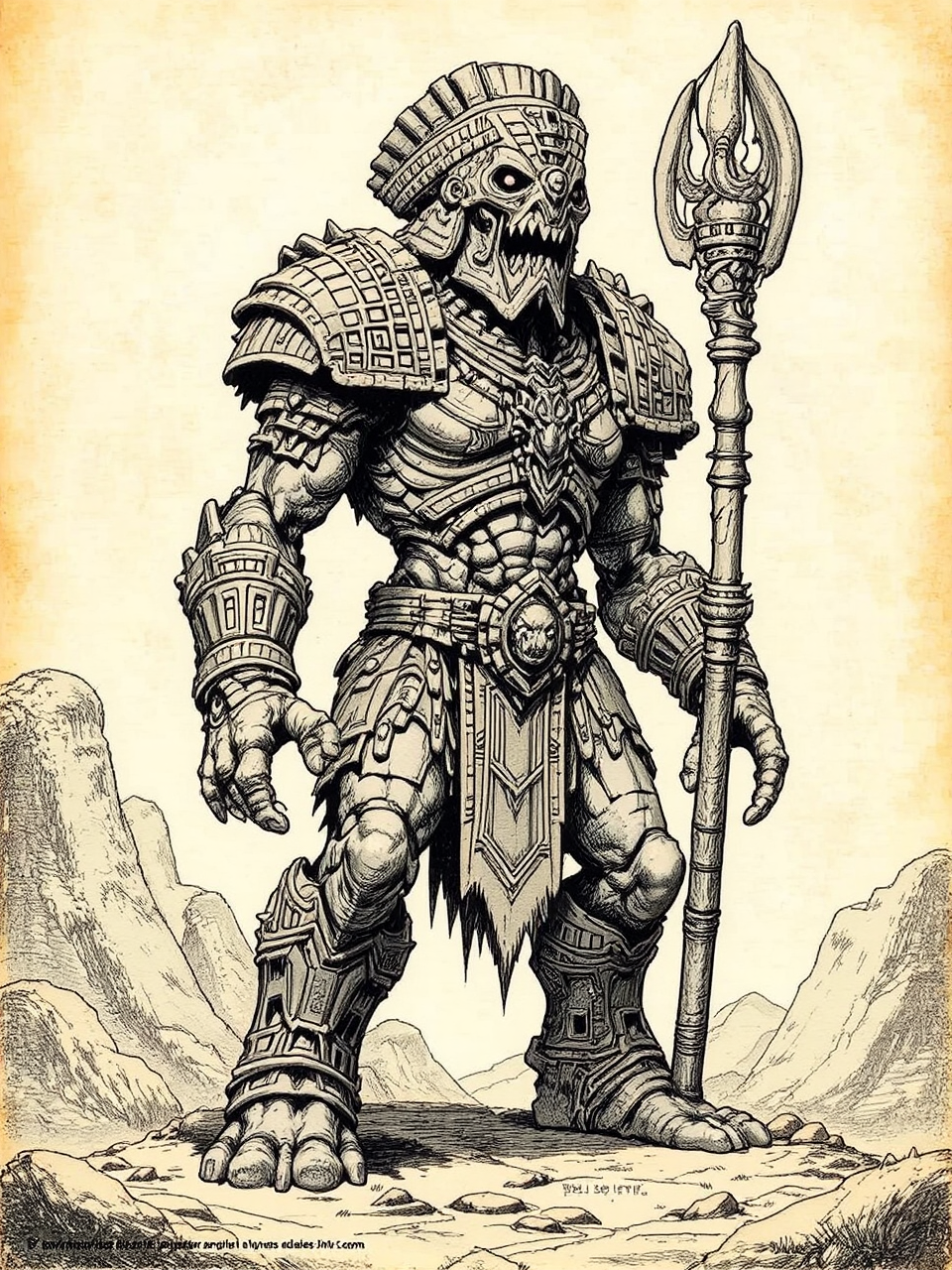 A giant, humanoid Aztec