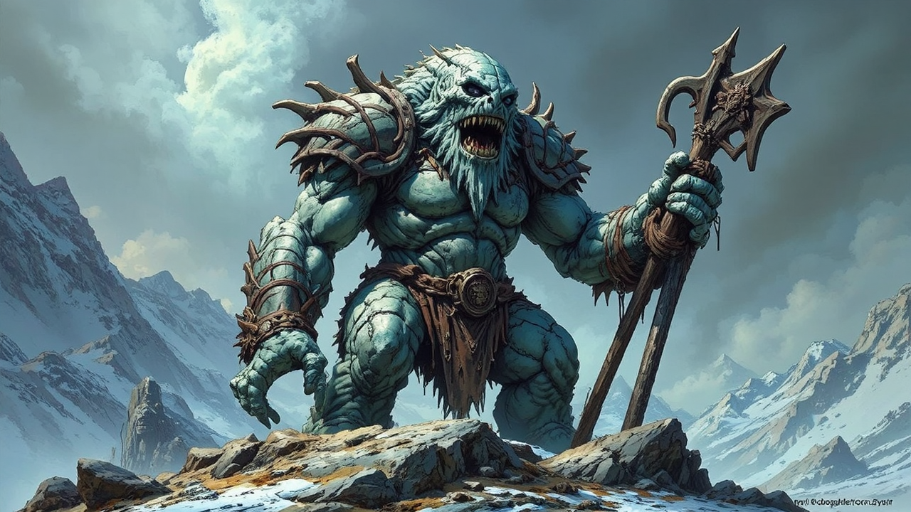 Frosty humanoid creature with