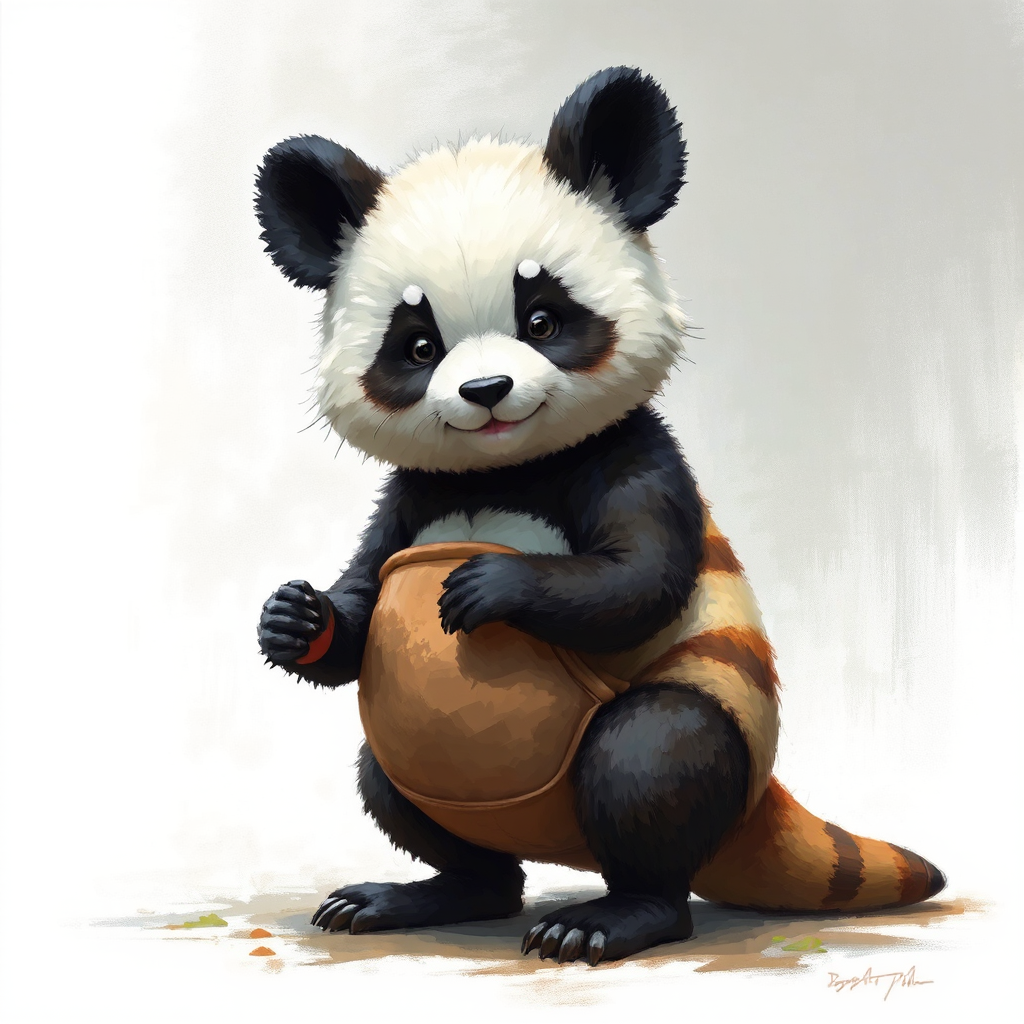 Panda-kangaroo hybrid animal in