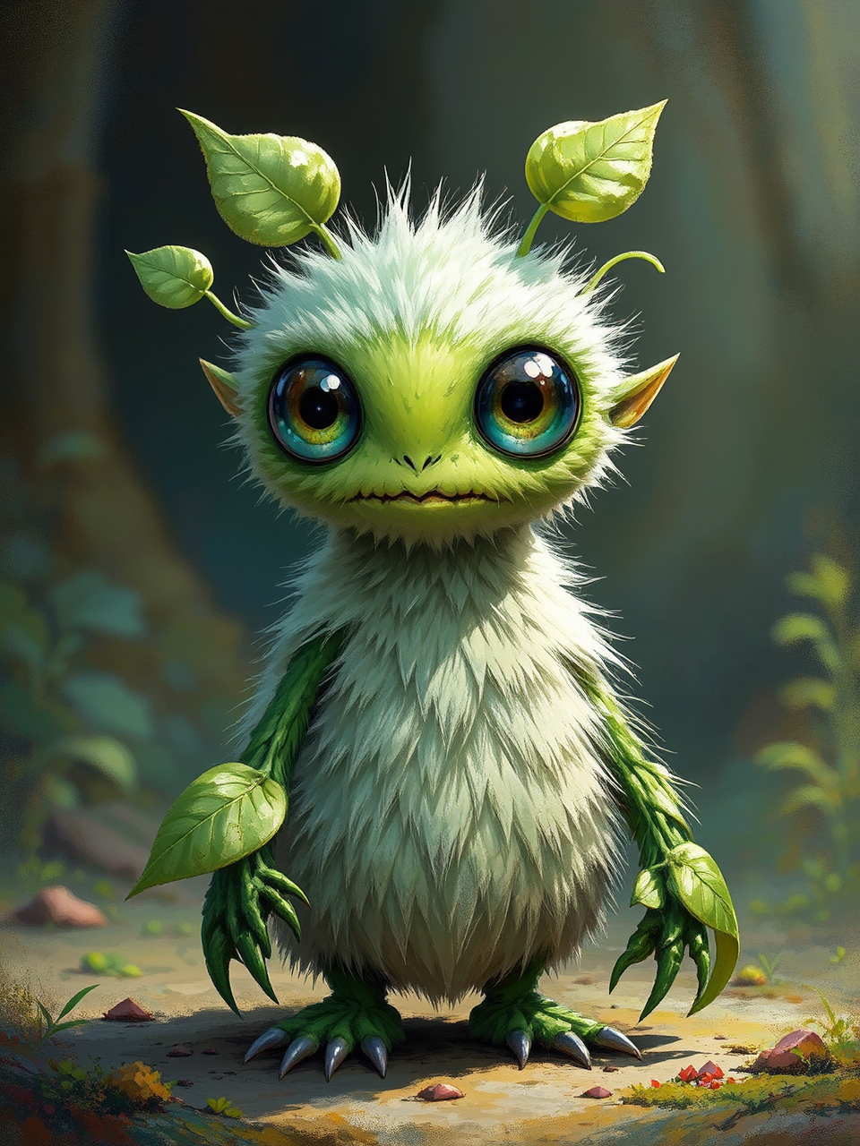 Cute, leafy alien monster