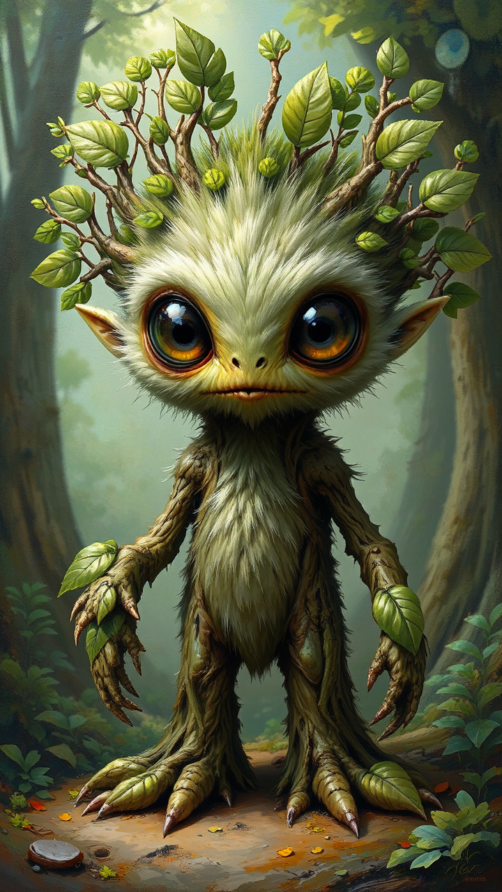 Anthropomorphic tree monster creature.