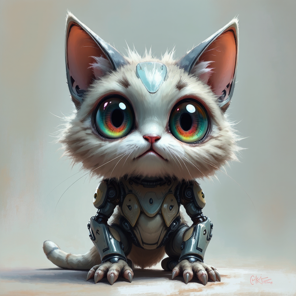 Anthropomorphic alien cat robot