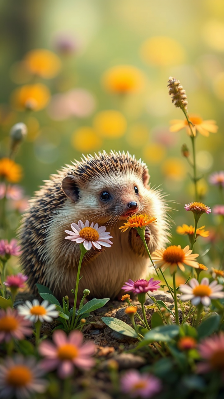 Hedgehog sniffs at some