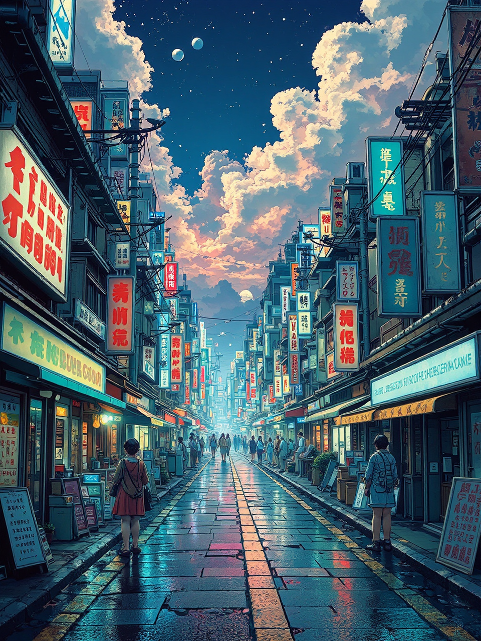 Neo-Edo style futuristic cityscape.