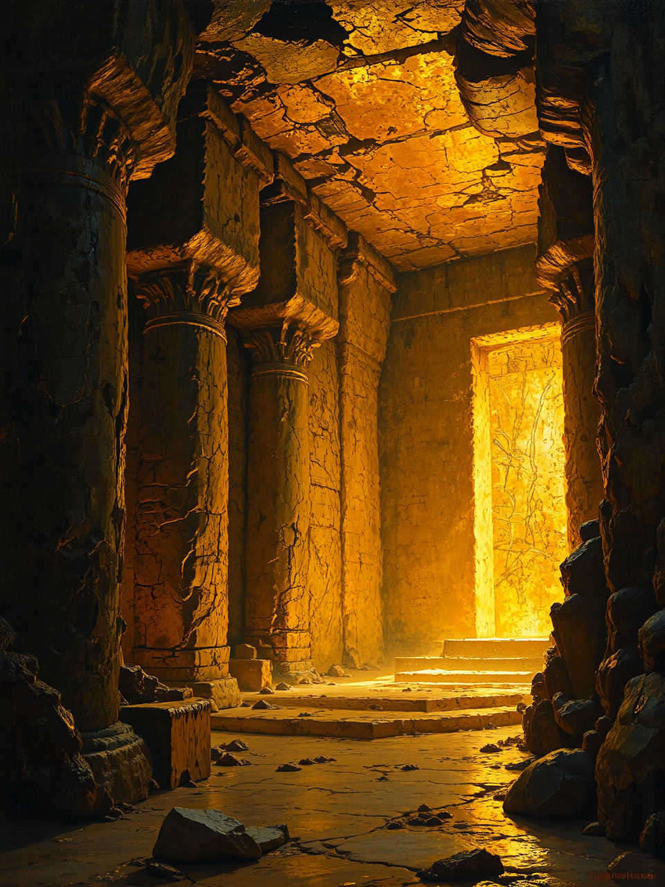 Egyptian tomb interior with