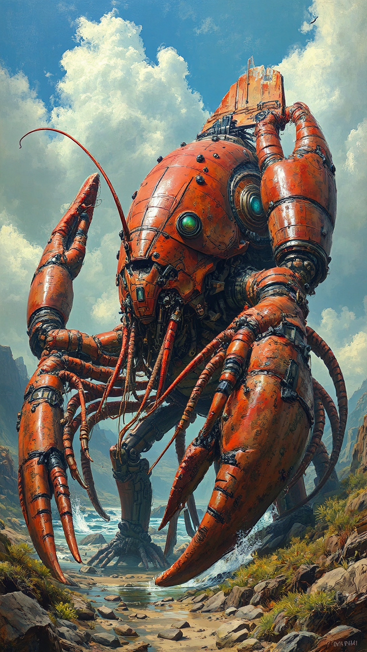 Giant robot fighting a