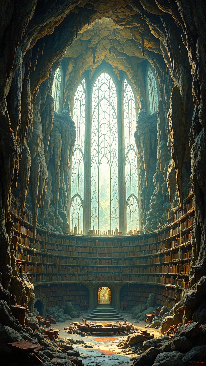 Library in a cave