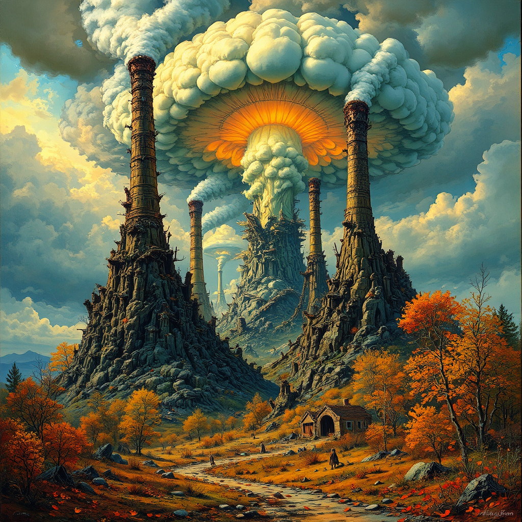 Morning scene with ruins