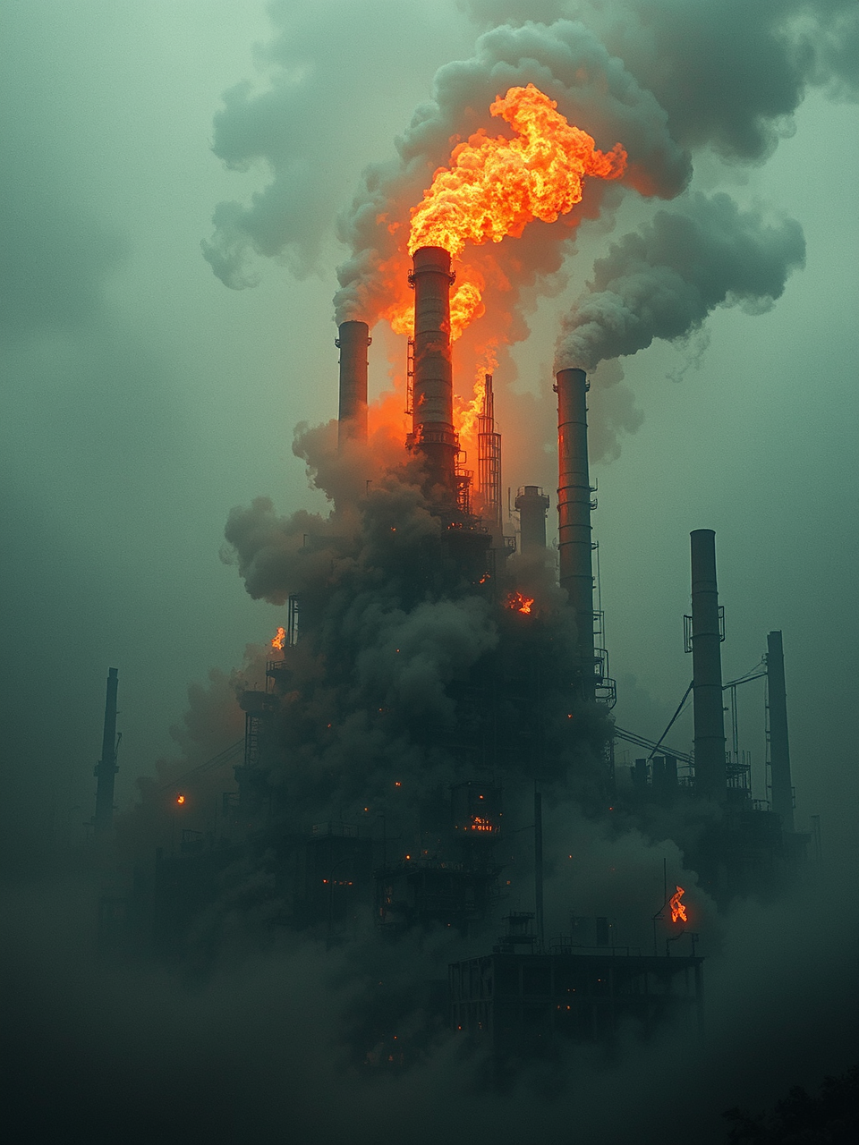 Gloomy industrial complex with