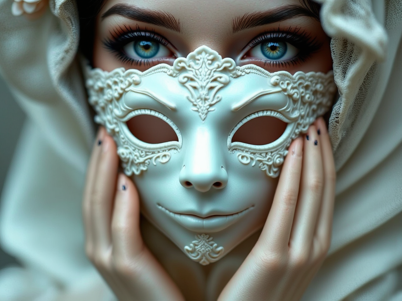 Close-up of a masked