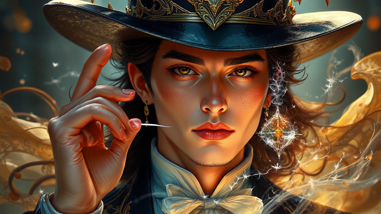 Handsome magician in a