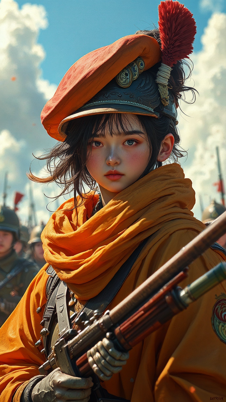 War scene with military