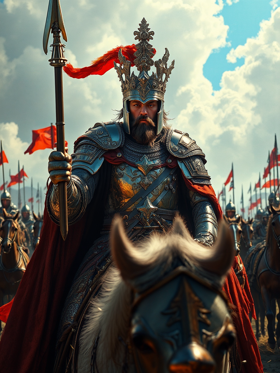 Warriors on horseback in