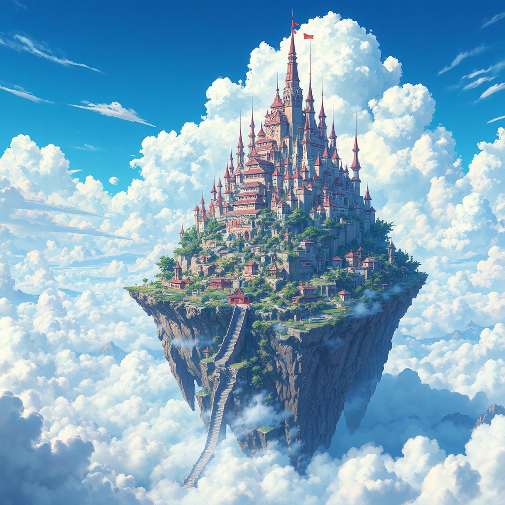 Floating city with ancient