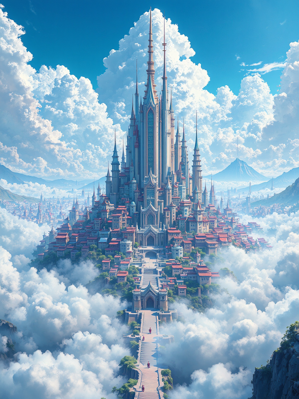 Ancient city on cloudy