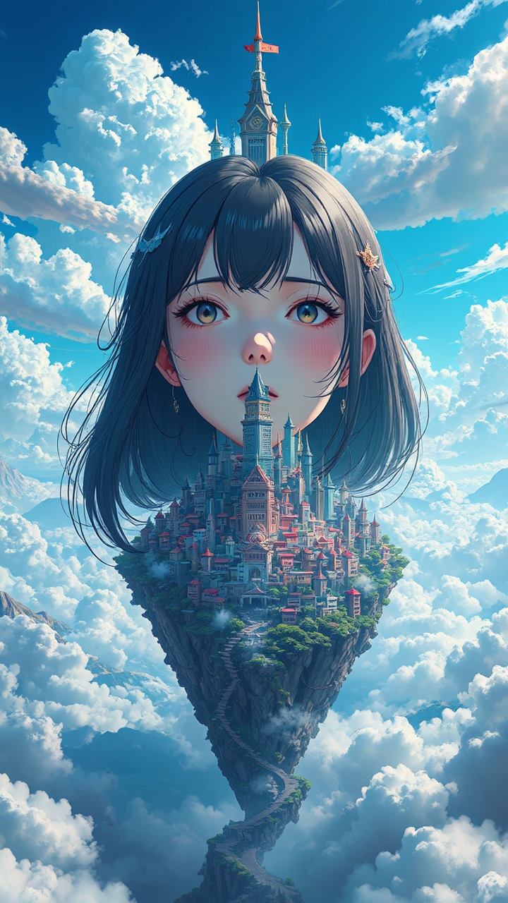 Ancient city on floating