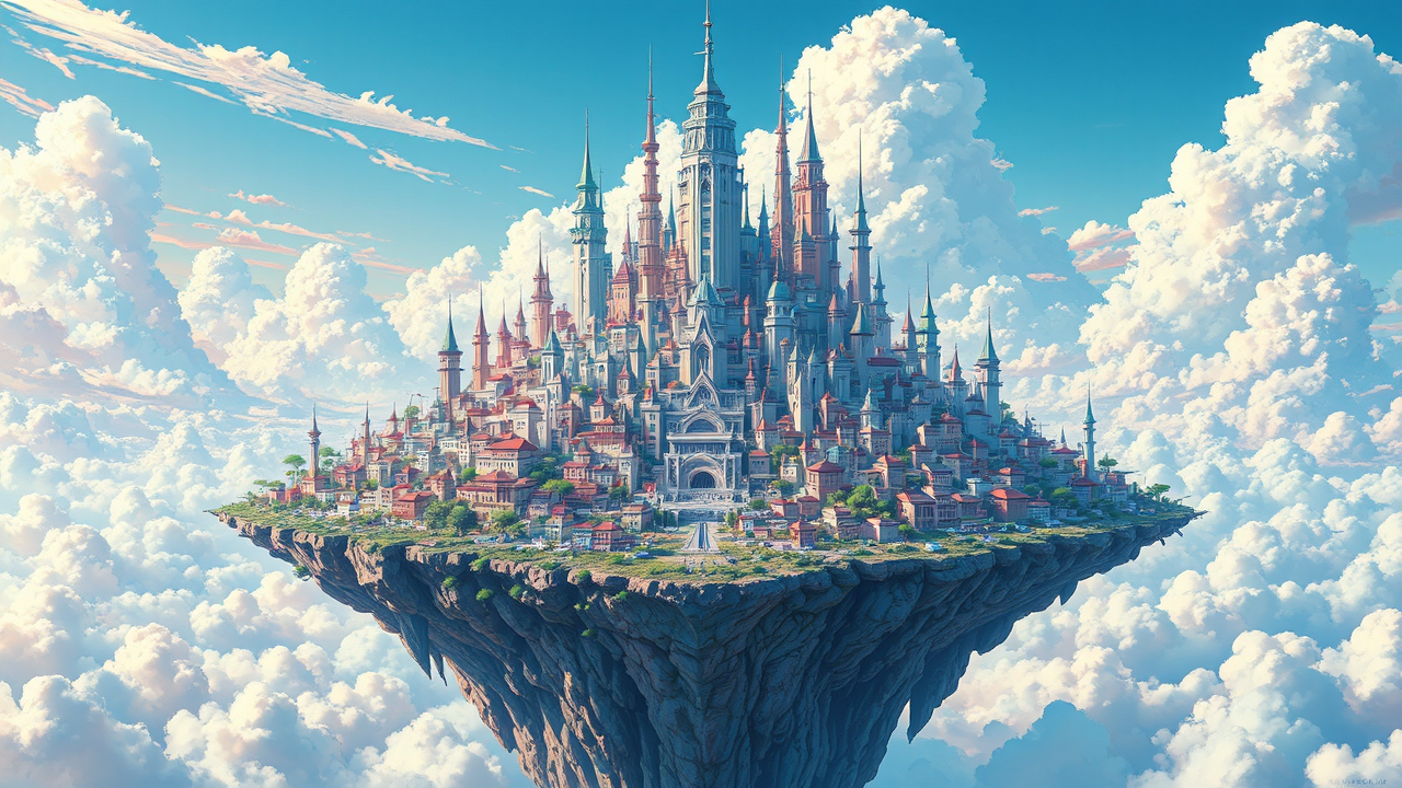 Ancient city on floating